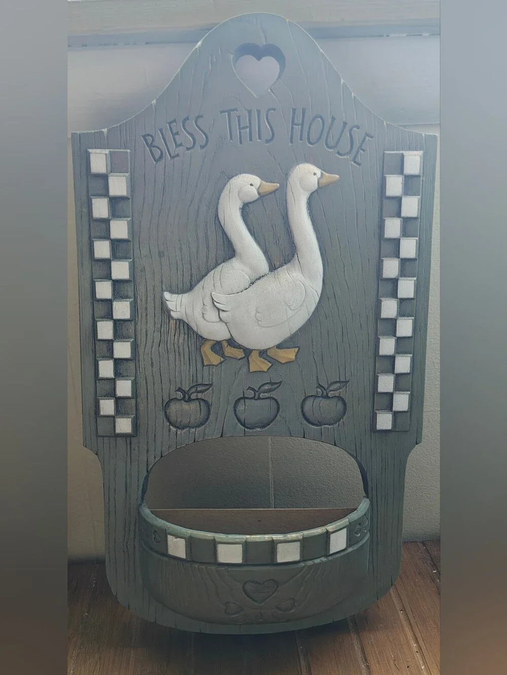 Vintage 1988 'Bless This House' Goose Burwood Wall Pocket